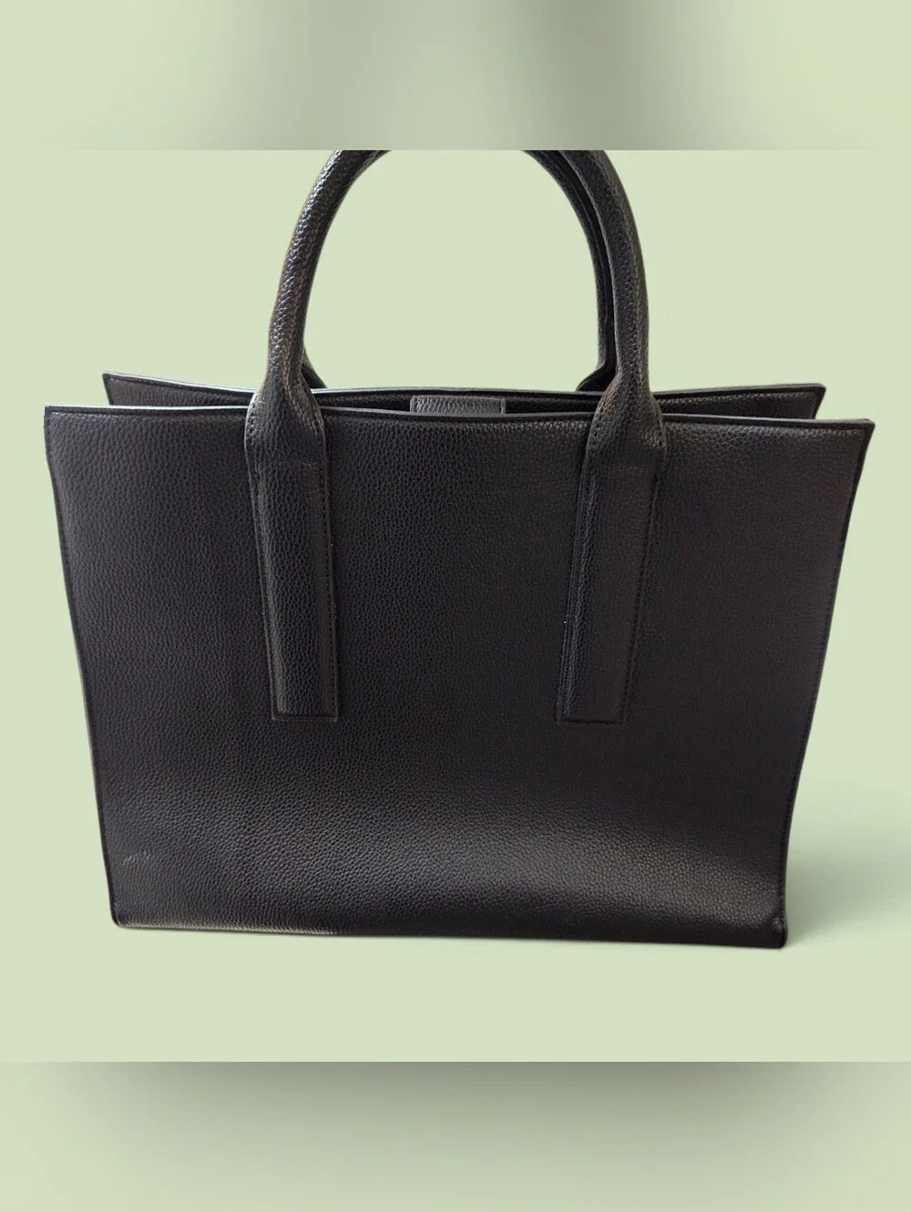 NWOT Tahari Black Pebble Faux Leather Briefcase Tote